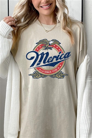 PO-5000-E2331-SAN - MERICA SINCE 1776 AMERICAN EAGLE BEER GRAPHIC HEAVYWEIGHT T SHIRTS- SAND-2-2-2-2