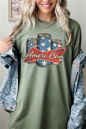 PO-5000-E2340-MIL - AMERI CAN 4TH OF JULY GRAPHIC HEAVYWEIGHT T SHIRTS- MILITARY GREEN-2-2-2-2