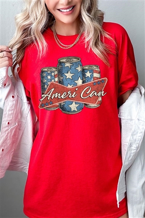PO-5000-E2340-RE - AMERI CAN 4TH OF JULY GRAPHIC HEAVYWEIGHT T SHIRTS- RED-2-2-2-2