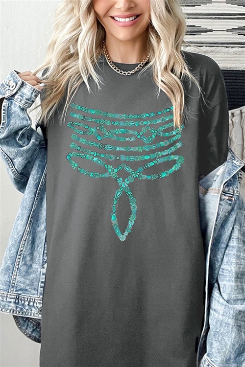 PO-5000-E2343-CHA - TURQUOISE STONE BOOT STITCH GRAPHIC HEAVYWEIGHT T SHIRTS- CHARCOAL-2-2-2-2