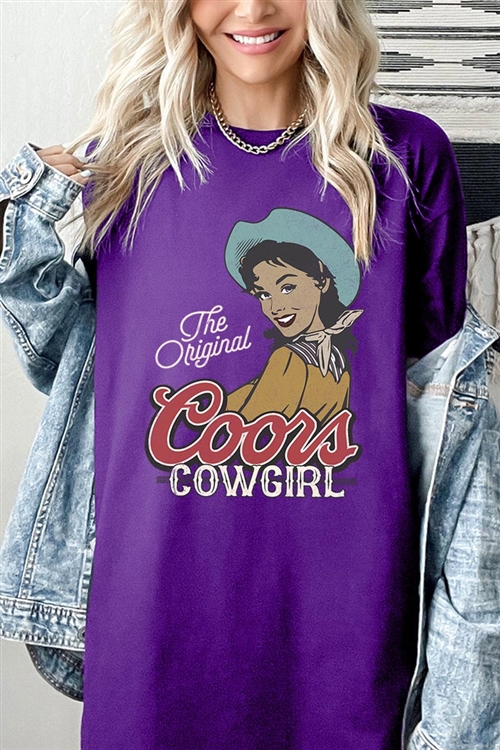 PO-5000-E2344-PU - THE ORIGINAL COORS COWGIRL GRAPHIC HEAVYWEIGHT T SHIRTS- PURPLE-2-2-2-2