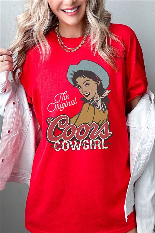 PO-5000-E2344-RE - THE ORIGINAL COORS COWGIRL GRAPHIC HEAVYWEIGHT T SHIRTS- RED-2-2-2-2