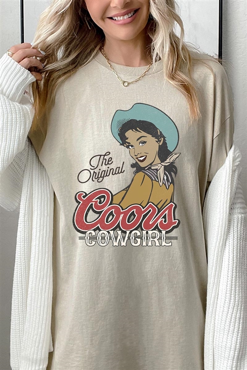 PO-5000-E2344-SAN - THE ORIGINAL COORS COWGIRL GRAPHIC HEAVYWEIGHT T SHIRTS- SAND-2-2-2-2