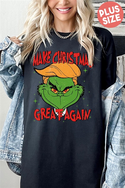 PO-5000P-E2704-B - MAKE CHRISTMAS GREAT AGAIN TRUMP GRAPHIC PLUS HEAVY COTTON TEE- BLACK-2-2