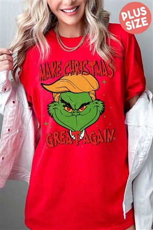 PO-5000P-E2704-RE - MAKE CHRISTMAS GREAT AGAIN TRUMP GRAPHIC PLUS HEAVY COTTON TEE- RED-2-2