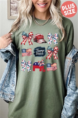 PO-5000P-E2705-MIL - COQUETTE TRUMP GRAPHIC PLUS HEAVY COTTON TEE- MILITARY GREEN-2-2