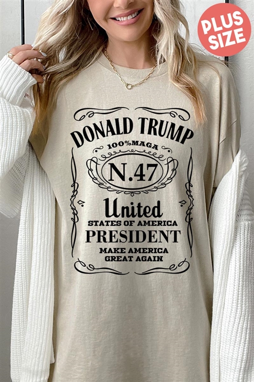 PO-5000P-E2706-SAN - DONALD TRUMP USA PRESIDENT 47 MAGA GRAPHIC PLUS HEAVY COTTON TEE- SAND-2-2