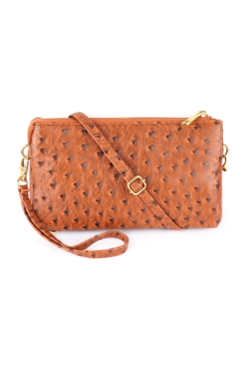 S24-5-3-7013-35CM - FAUX CROSSBODY WRISTLET BAG - CAMEL/1PC