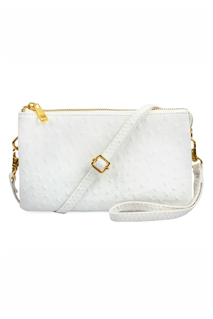 S24-4-4-7013-35WHT - FAUX CROSSBODY WRISTLET BAG - WHITE/1PC