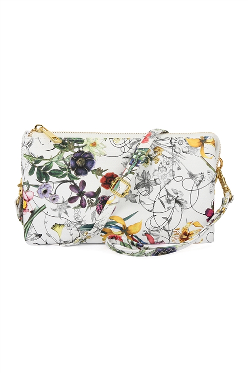 S24-3-1-7013-3FL- FAUX CROSSBODY WRISTLET BAG-FLORAL-3/1PC