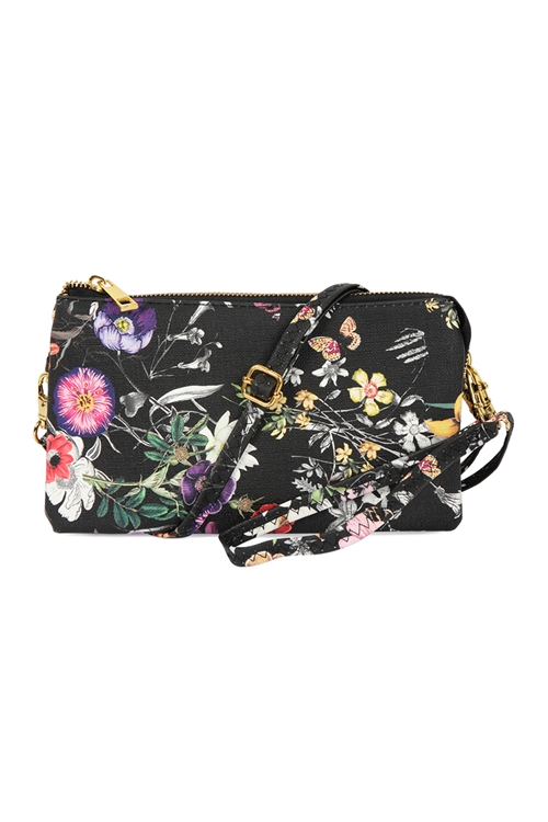 S26-9-2-7013-8FL - FAUX CROSSBODY WRISTLET BAG-FLORAL-8/1PC