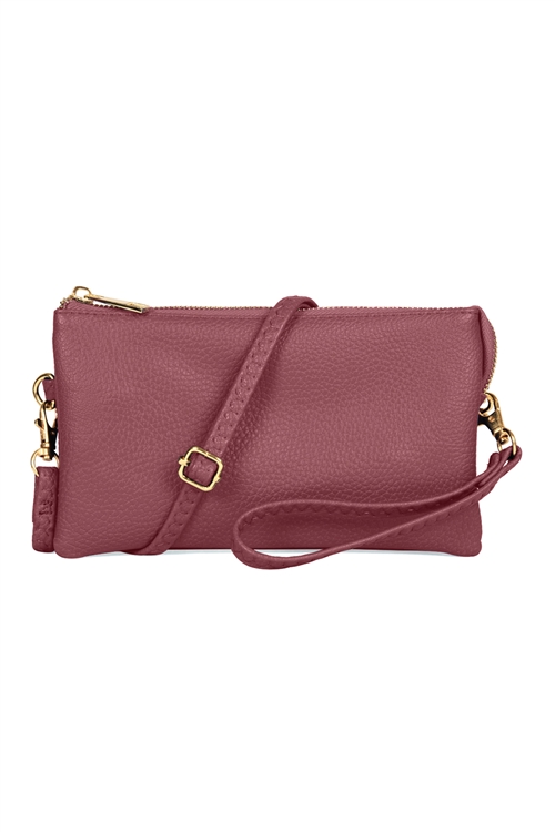 S24-4-2-7013BU -FAUX CROSSBODY WRISTLET BAG -BURGUNDY/1PC