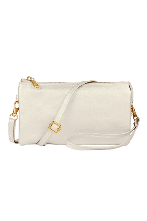 S24-4-3-7013IVORY - FAUX CROSSBODY WRISTLET BAG - IVORY/1PC