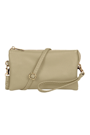 S24-4-2-7013LBG - FAUX CROSSBODY WRISTLET BAG - LIGHT BEIGE/1PC