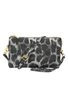 S18-4-2-7013LGYLEOPARD - FAUX CROSSBODY WRISTLET BAG - LIGHT GRAY LEOPARD/1PC