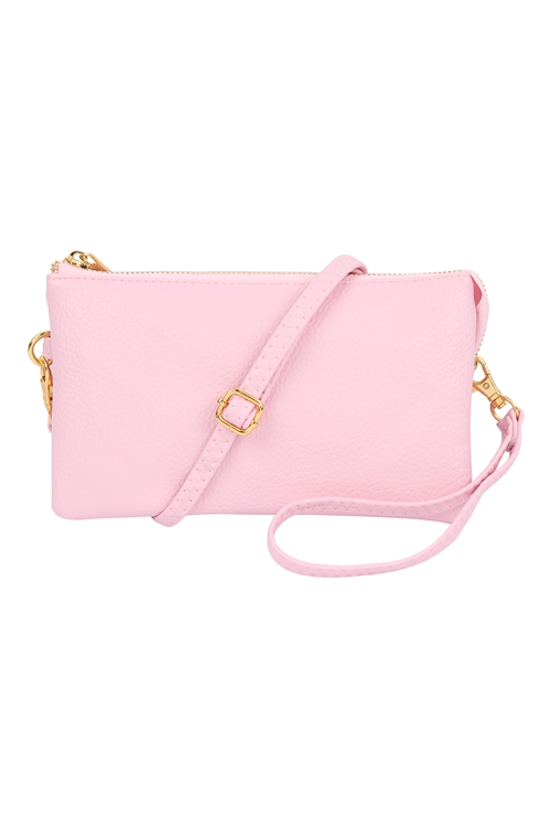 S2-10-1-7013LPNK - FAUX CROSSBODY WRISTLET BAG - LIGHT PINK /1PC