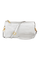 S24-3-2-7013LSILVER -FAUX CROSSBODY WRISTLET BAG - LIGHT SILVER/1PC