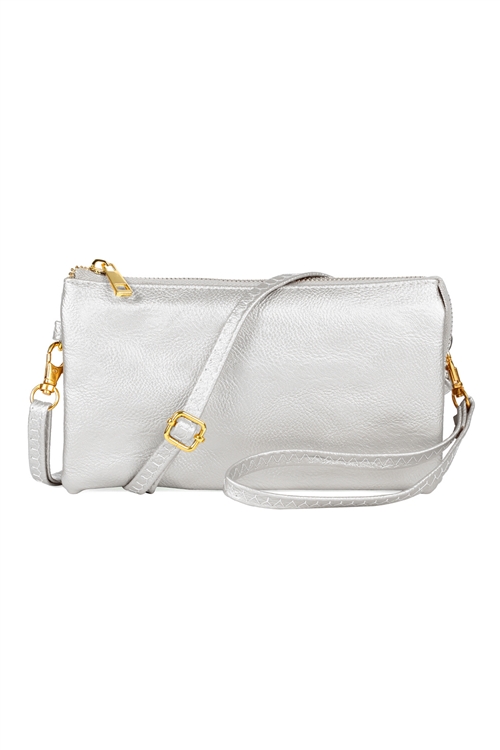 S24-3-2-7013LSILVER -FAUX CROSSBODY WRISTLET BAG - LIGHT SILVER/1PC