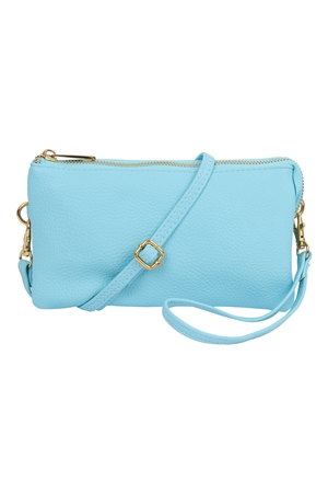 S3-6-2-7013LTBL - FAUX CROSSBODY WRISTLET BAG - LIGHT BLUE /1PC