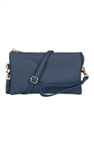 S23-3-2-7013NV -FAUX CROSSBODY WRISTLET BAG - NAVY/1PC