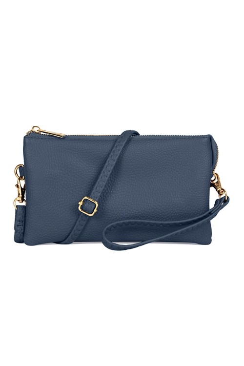 S23-3-2-7013NV -FAUX CROSSBODY WRISTLET BAG - NAVY/1PC