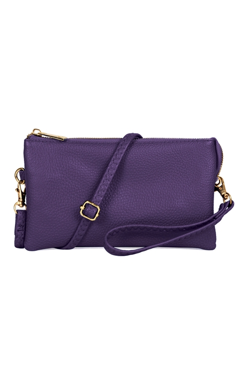 S3-5-1-7013PU - FAUX CROSSBODY WRISTLET BAG - PURPLE/1PC