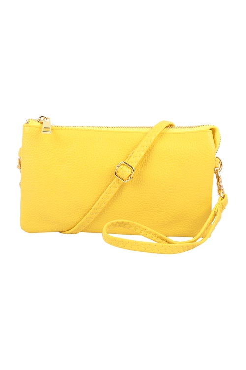 S24-4-3-7013PYELLOW - FAUX CROSSBODY WRISTLET BAG - PALE YELLOW/1PC