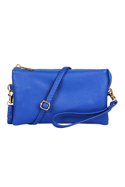 S24-4-2-7013RYBLU -FAUX CROSSBODY WRISTLET BAG -ROYAL BLUE/1PC