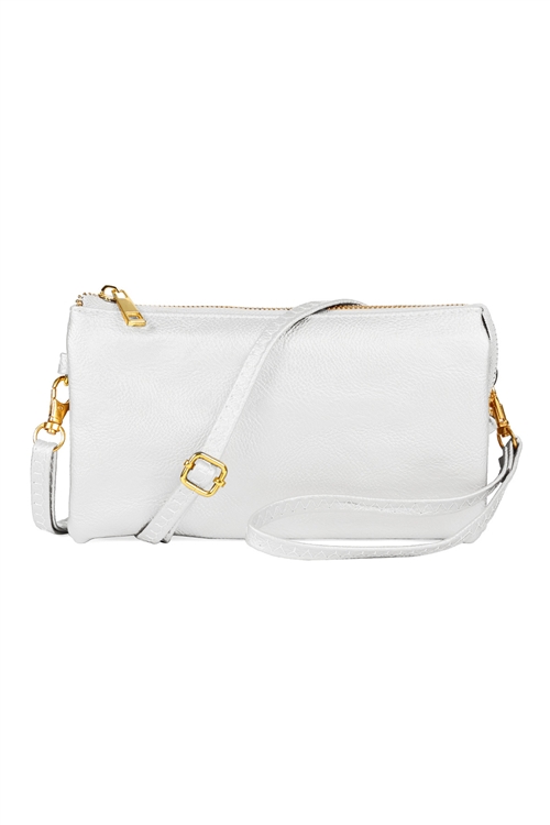 S24-4-2-7013WHT -FAUX CROSSBODY WRISTLET BAG - WHITE/1PC