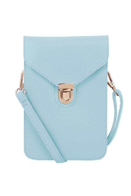 S18-9-1-7081BBLU - CROSS BODY LEATHER BAG - BABY BLUE/1PC