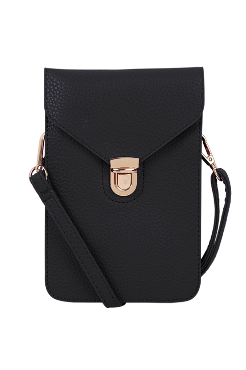 S18-12-2-7081BK - CROSS BODY LEATHER BAG - BLACK/1PC