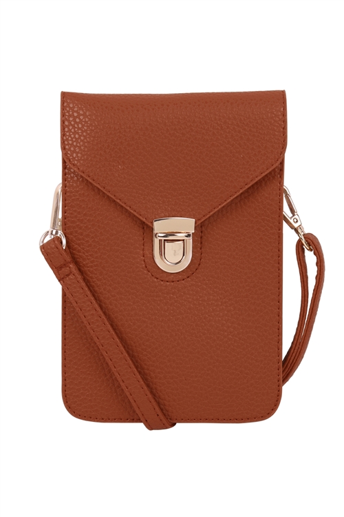 S17-10-3-7081CM - CROSS BODY LEATHER BAG - CAMEL/1PC