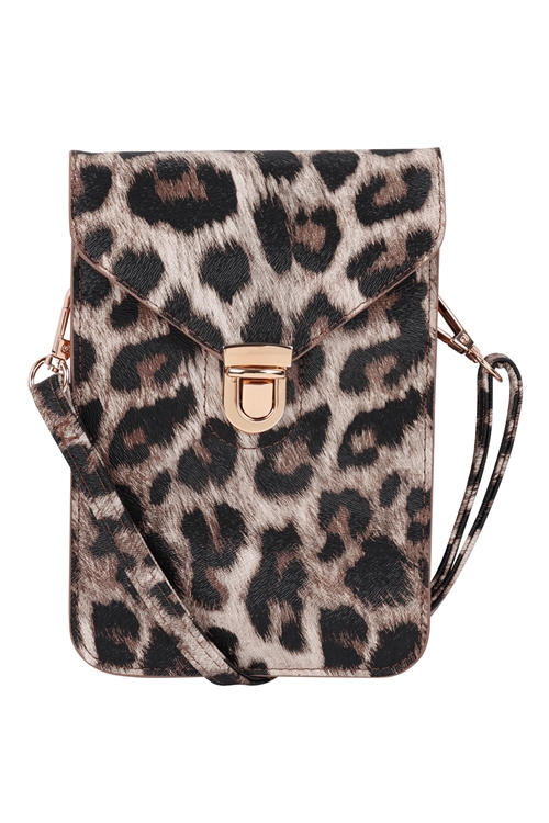 S5-6-2-7081IVLEO - CROSS BODY LEATHER BAG - IVORY LEOPARD/1PC