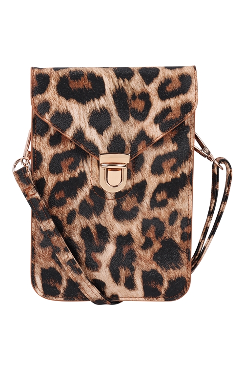 S5-6-2-7081LEO - CROSS BODY LEATHER BAG - LEOPARD/1PC