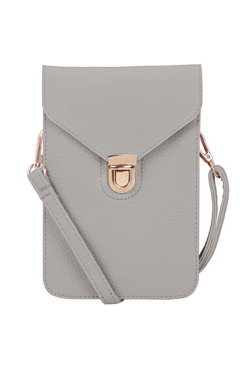 S18-9-1-7081LTGR - CROSS BODY LEATHER BAG - LIGHT GRAY/1PC