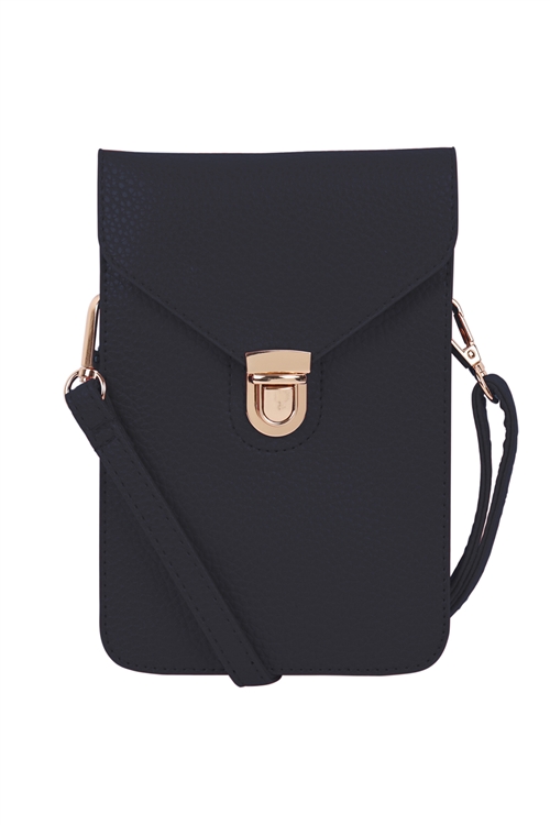 S17-10-3-7081NV - CROSS BODY LEATHER BAG - NAVY/1PC