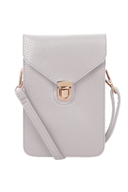 S18-12-2-7081SV - CROSS BODY LEATHER BAG - SILVER/1PC