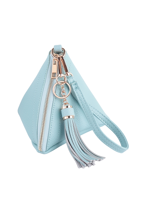 S22-6-1-7092BBLUE - BABY BLUE PYRAMID LEATHER BAG/1PC