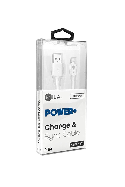 S6-4-5-78061- MILA /MICRO V9 POWER PLUS CHARGER AND SYNC CABLE WHITE 4FT / 1.2M RETAIL PACKAGING/6PCS