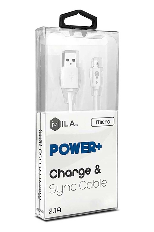 S19-1-5-780613WHT - MILA MICRO V9 POWER+CHARGE & SYNC CABLE WHITE 4FT/1.2M  /6PCS