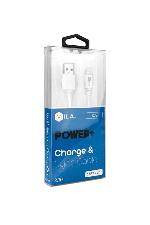 S6-6-5-78077- MILA /LIGHTNING POWER PLUS CHARGER AND SYNC CABLE WHITE 4FT / 1.2M RETAIL PACKAGING/6PCS