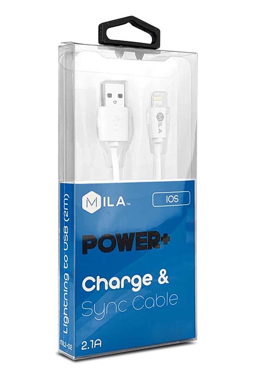 S19-1-5-780774WHT - MILA LIGHTNING POWER+CHARGE & SYNC CABLE WHITE 4FT/1.2M /6PCS