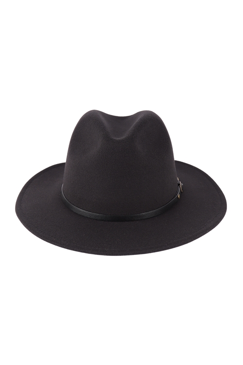 S22-10-6-7949BK - BRIM PANAMA HAT W/ PU BAND - BLACK/1PC