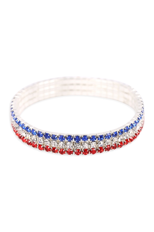 S18-9-1-82887MU-S - FLAG 3 LINE COLORED ELASTIC BRACELET/1PC