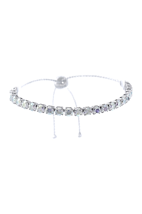 A1-2-3-83094AB-S - CUBIC ZIRCONIA ROUND SLIDER BRACELET - AB SILVER/1PC