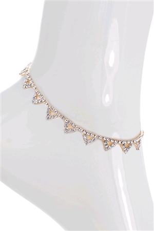 S1-7-2-83336ACR-G - RHINESTONE TRIANGLE DESIGN ANKLET-CRYSTAL GOLD/6PCS
