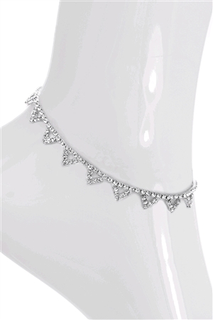 S1-7-2-83336ACR-S - RHINESTONE TRIANGLE DESIGN ANKLET-CRYSTAL SILVER/6PCS