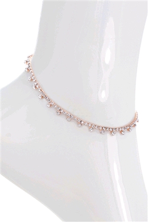 S6-6-2-83337ACR-RG - RHINESTONE 1LINE CUTE ANKLET - CRYSTAL ROSEGOLD/6PCS