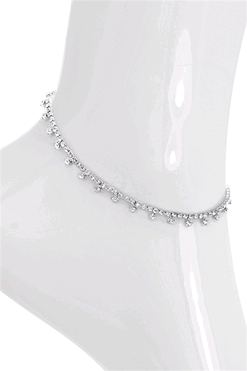 S6-6-2-83337ACR-S - RHINESTONE 1LINE CUTE ANKLET - CRYSTAL SILVER/6PCS