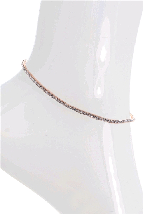 A2-3-5-83339ACR-RG - RHINESTONE 1LINE STRETCH ANKLET - CRYSTAL ROSEGOLD/6PCS